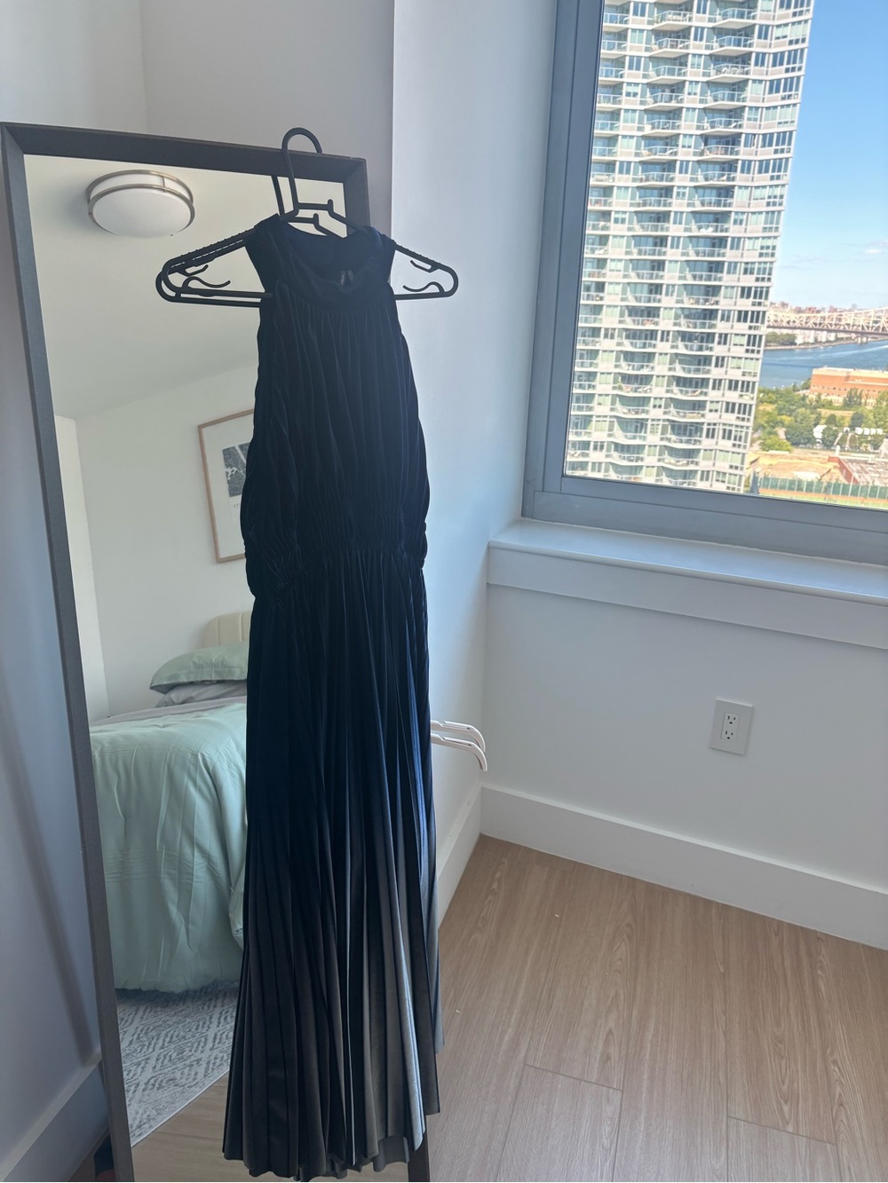 Anthropology Navy Pleated dress